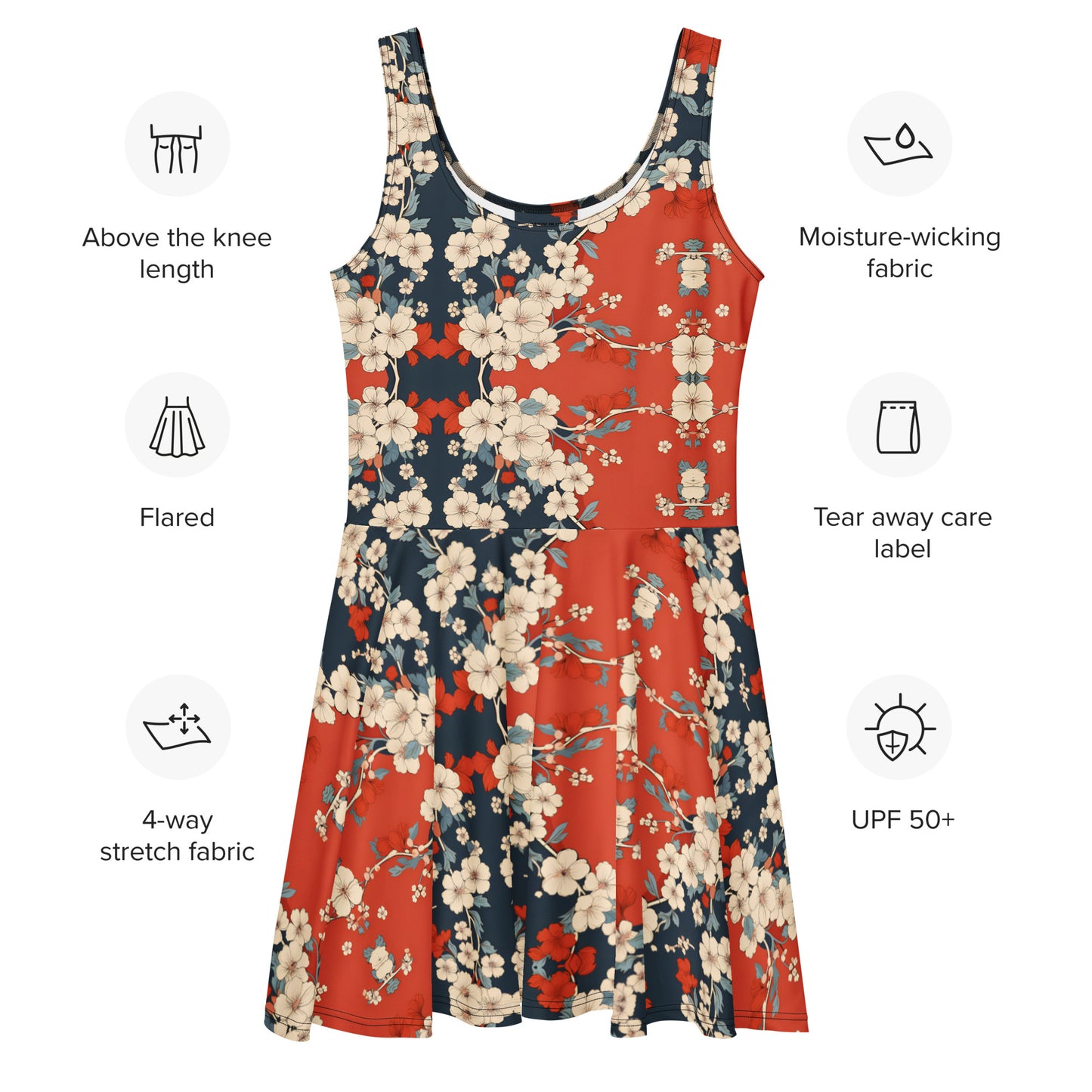 Japanese Flowers Skater Dress